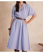 Mittelblaues gestreiftes Kleid Cordelia