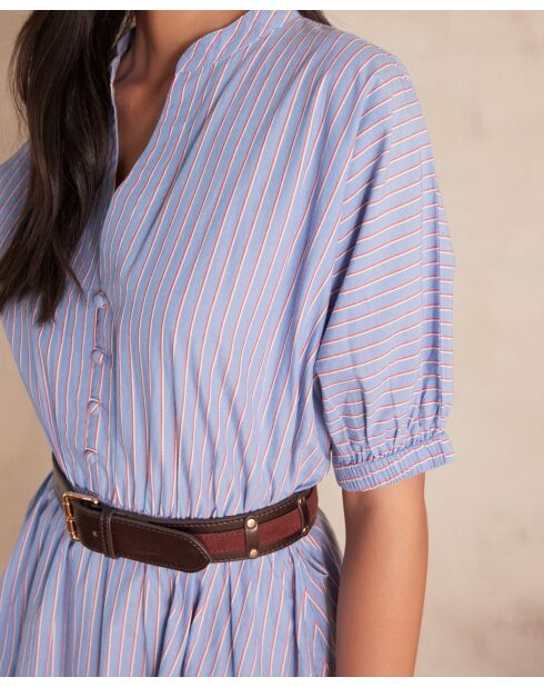 Mittelblaues gestreiftes Kleid Cordelia