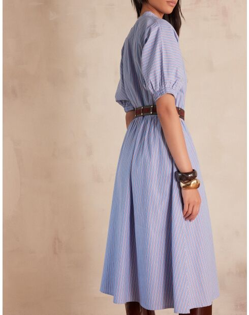 Mittelblaues gestreiftes Kleid Cordelia