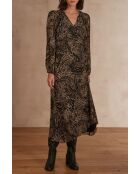 Martina zwarte jurk met print