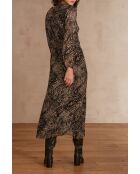 Martina zwarte jurk met print