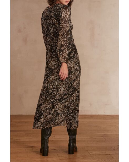 Martina zwarte jurk met print