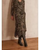 Martina zwarte jurk met print
