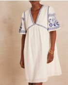 Blaues Kleid Rime mit Stickerei