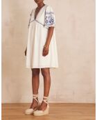 Blaues Kleid Rime mit Stickerei