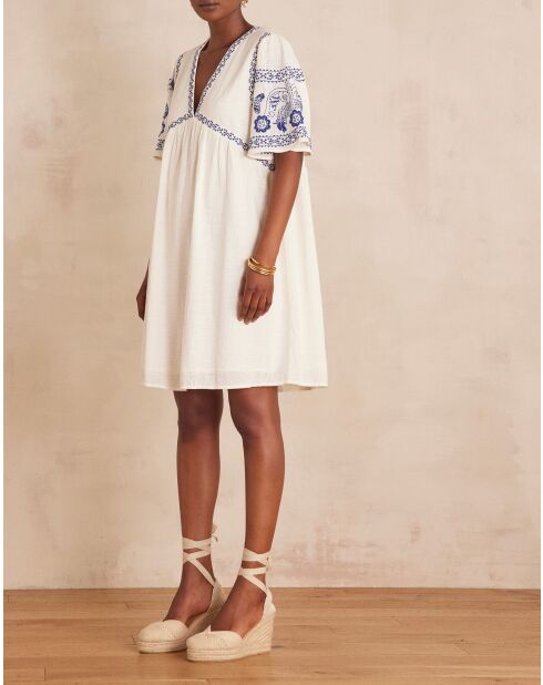Blaues Kleid Rime mit Stickerei