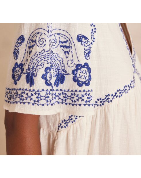 Blaues Kleid Rime mit Stickerei