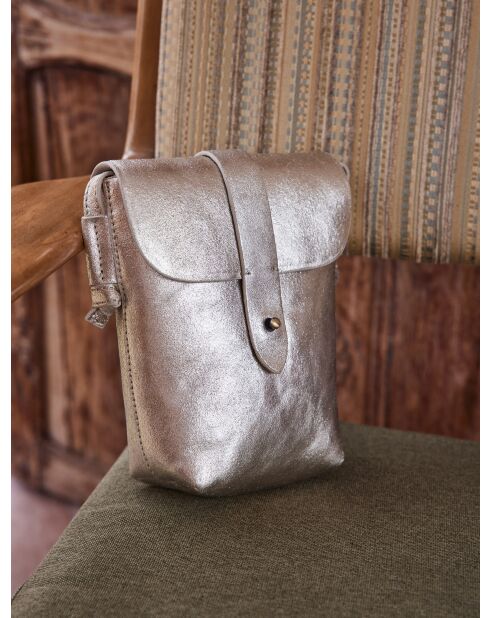 Mini borsa Gabriel in pelle argentata