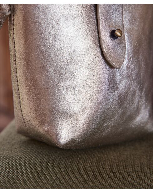 Mini borsa Gabriel in pelle argentata