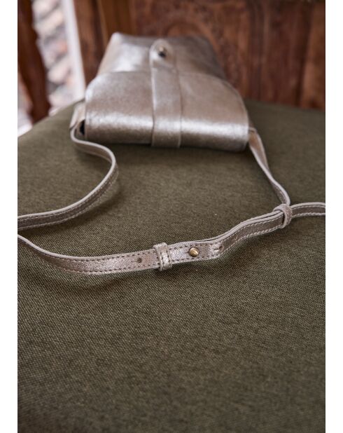 Mini borsa Gabriel in pelle argentata