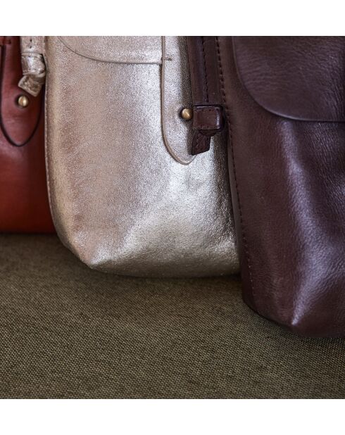Mini borsa Gabriel in pelle argentata