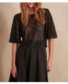 Bling schwarze Paillettenbluse