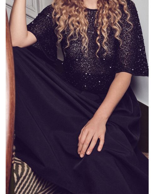 Bling schwarze Paillettenbluse