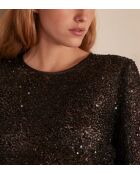 Bling schwarze Paillettenbluse