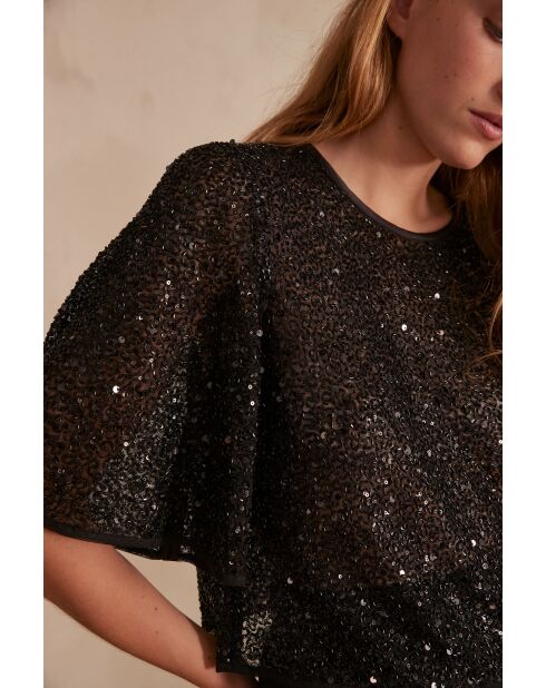 Bling schwarze Paillettenbluse