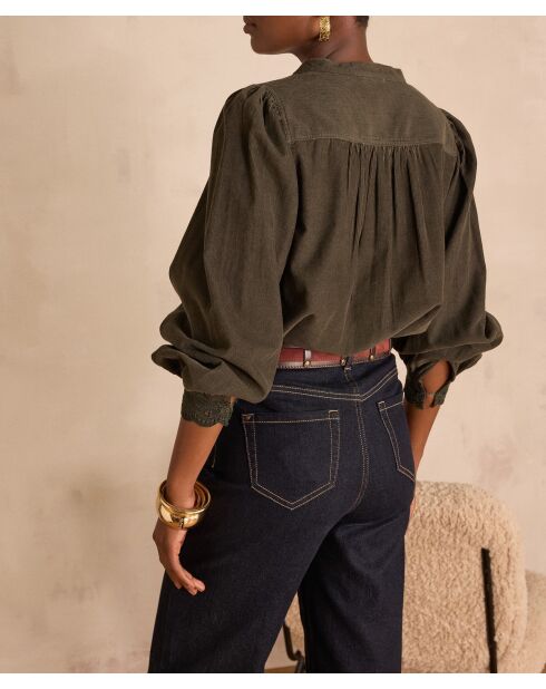 Khakifarbene Samtbluse Senna