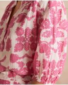 Blouse Sun imprimée fleur rose pâle