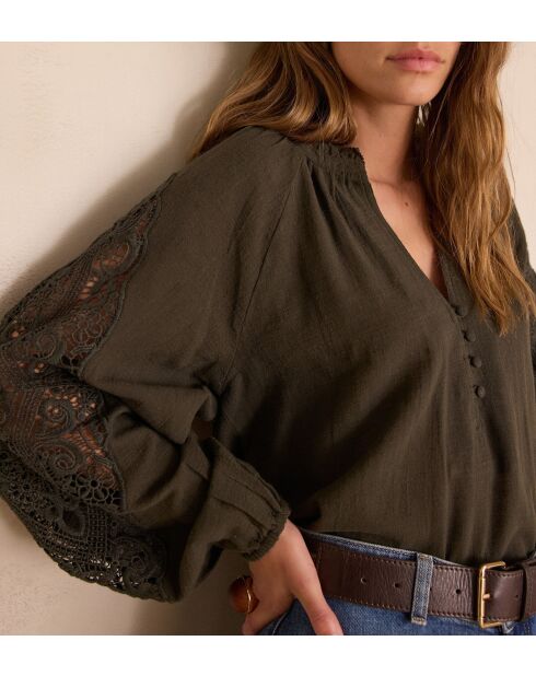 Blusa cachi ricamata Simone