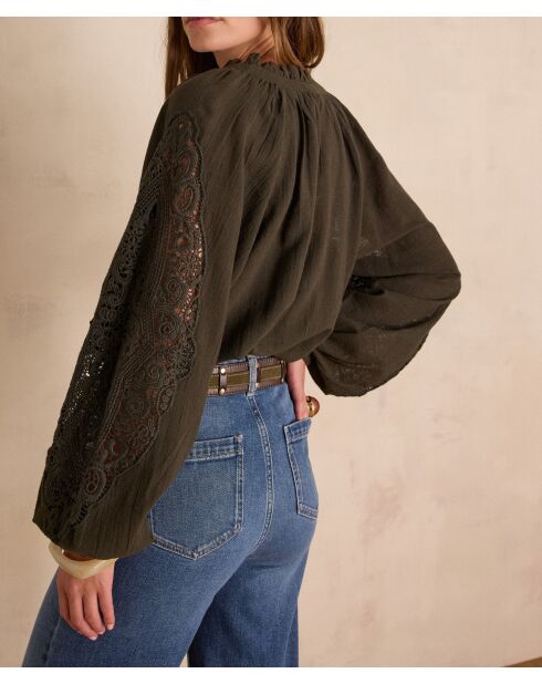 Blusa cachi ricamata Simone