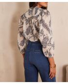 Blusa blu Saphir in cotone stampato
