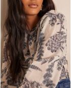 Blusa blu Saphir in cotone stampato