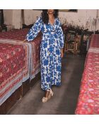 Mirana königsblaues bedrucktes Kleid