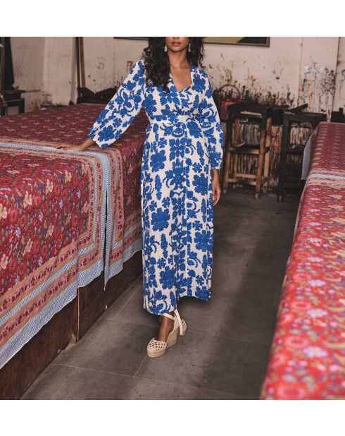 Mirana koningsblauwe jurk met print