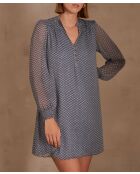 Marineblauwe jurk met print Macha