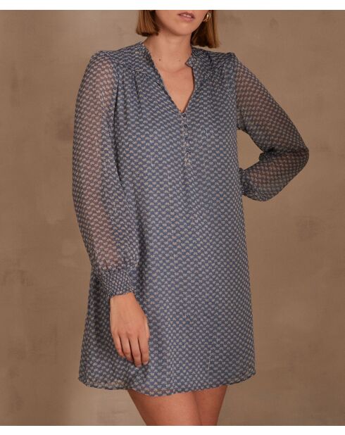 Marineblauwe jurk met print Macha