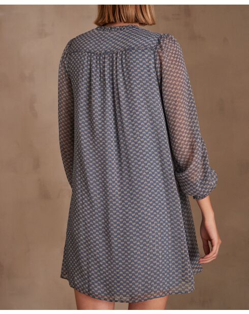 Marineblauwe jurk met print Macha