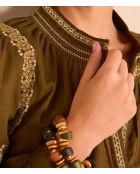 Khakifarbene Bluse Sixtinische Stickerei