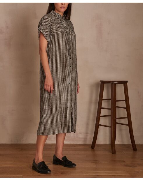 Malou zwarte jurk met gingham