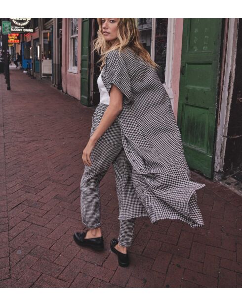 Malou zwarte jurk met gingham