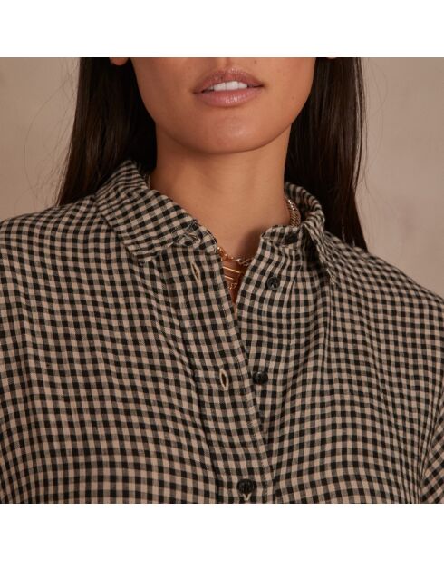 Malou zwarte jurk met gingham