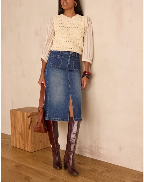 Dunkelindigofarbener Jeansrock Cleo