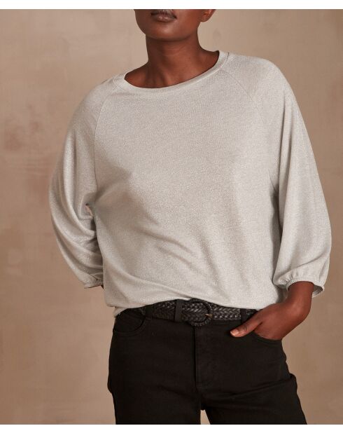 Camiseta plateada con topacio lúrex