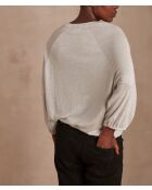 T-shirt con topazio lurex argentato