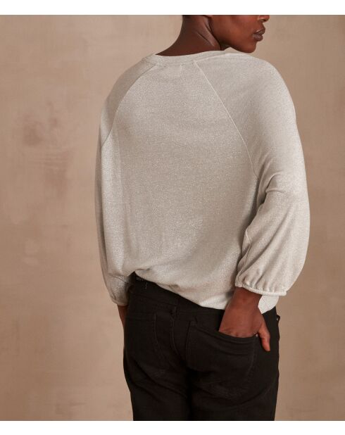 Camiseta plateada con topacio lúrex