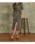 Carmen-Kleid mit Blattmuster