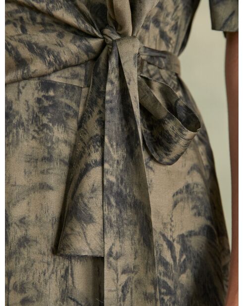 Carmen-Kleid mit Blattmuster