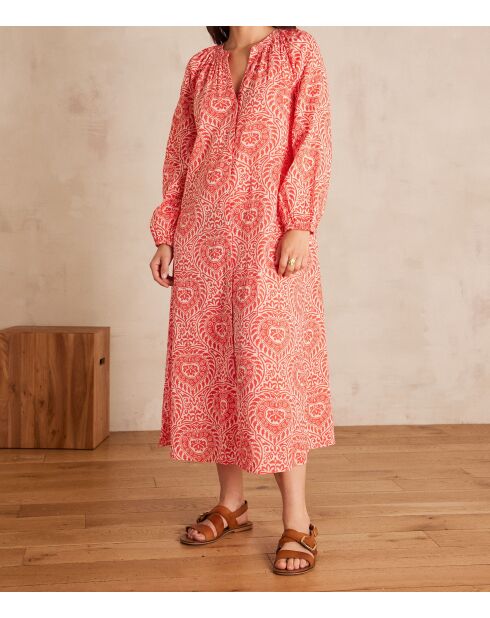 Orangefarbenes bedrucktes Kleid Romana