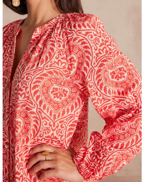 Orangefarbenes bedrucktes Kleid Romana