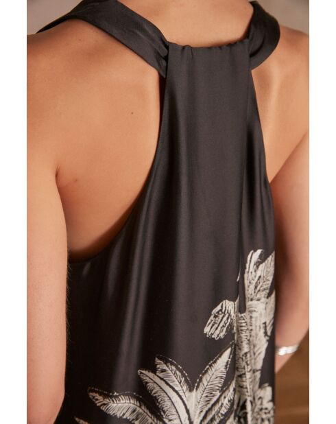 Schwarzes bedrucktes Maiglöckchenkleid