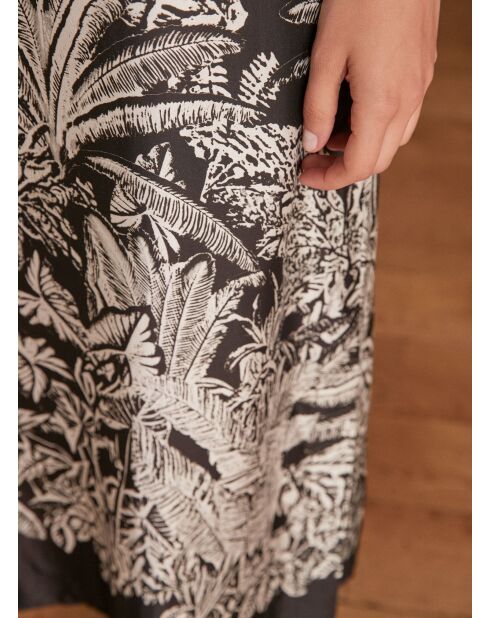 Schwarzes bedrucktes Maiglöckchenkleid