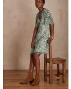 Melba petrolfarbenes Lurex-Kleid mit Aufdruck