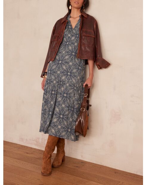 Marineblaues Druckkleid Lana