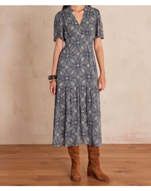 Marineblaues Druckkleid Lana