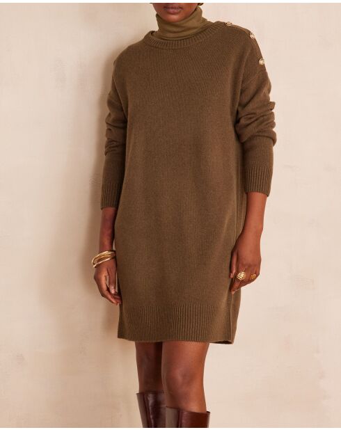 Khakifarbenes Strickkleid Lina