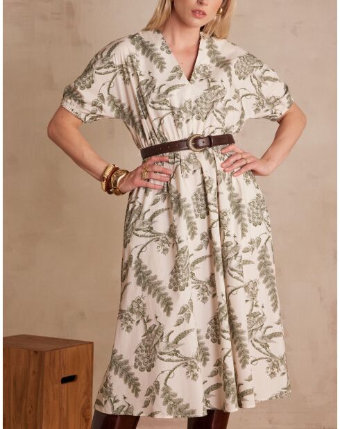 Bedrucktes Kleid Cordelia in Khaki
