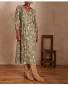 Vestido Mélanie con estampado de hojas